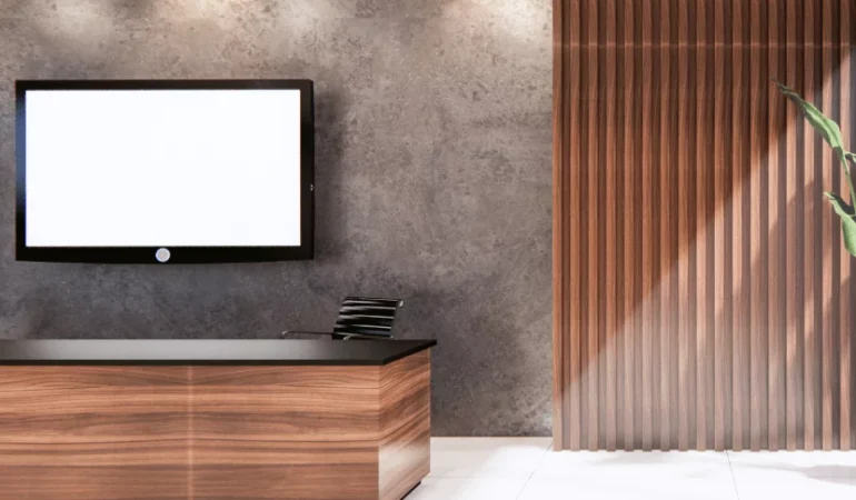 Reception Desk Vinyl Wrap for Offices Elevate Your Dubai Business First Impression